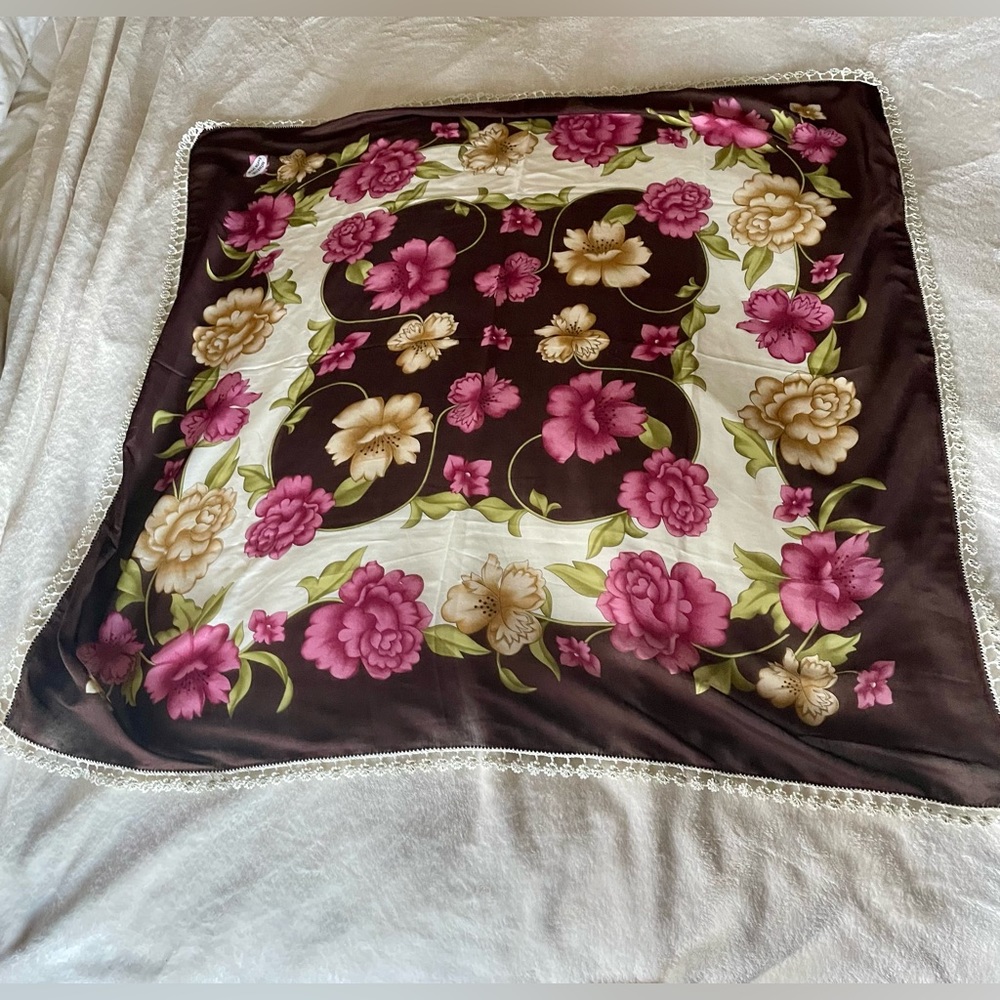 Boho chic safir ipek Turkish scarf floral handmade needle lace